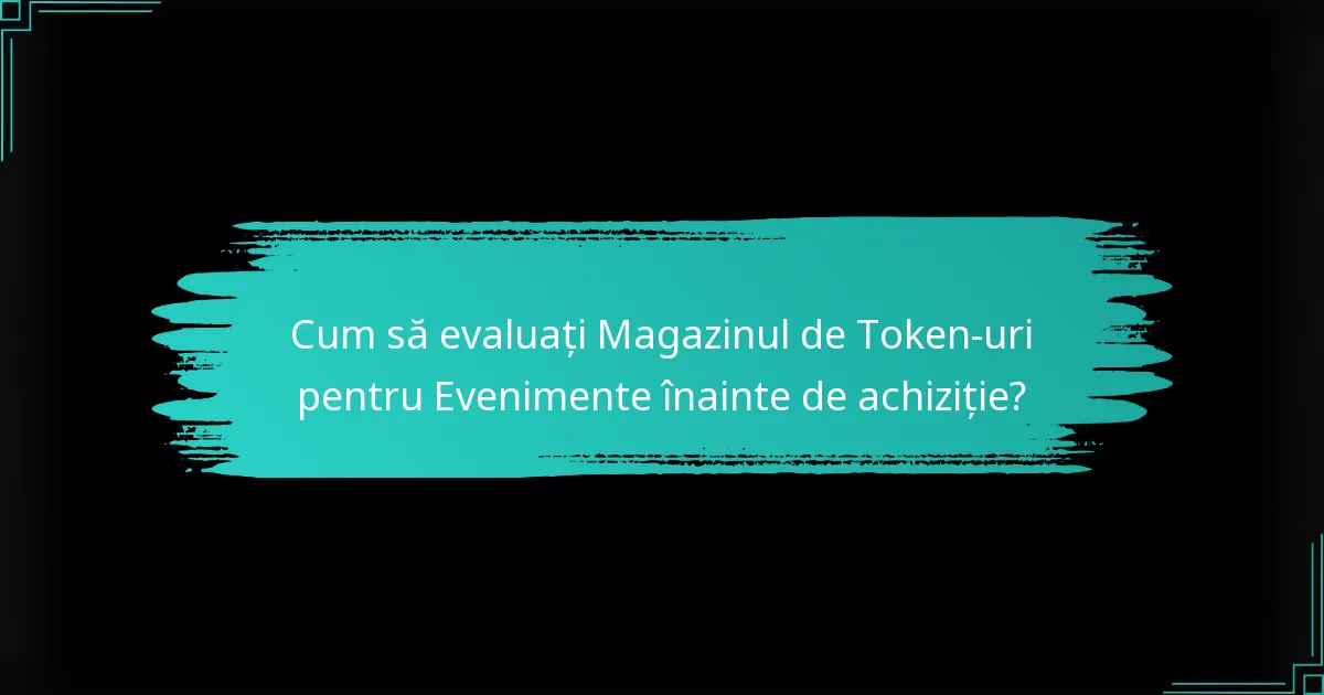 Cum să evaluați Magazinul de Token-uri pentru Evenimente înainte de achiziție?
